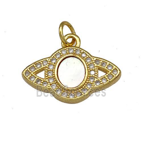 Copper Eye Charms Pendant Pave Shell Zircon 18K Gold Plated