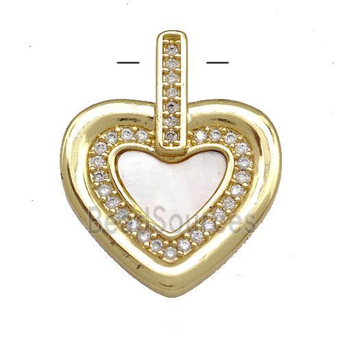 Copper Heart Pendant Pave Shell Zirconia 18K Gold Plated