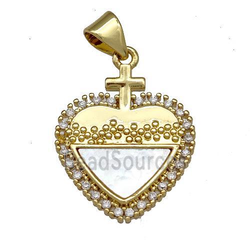 Copper Heart Pendant Pave Shell Zirconia 18K Gold Plated