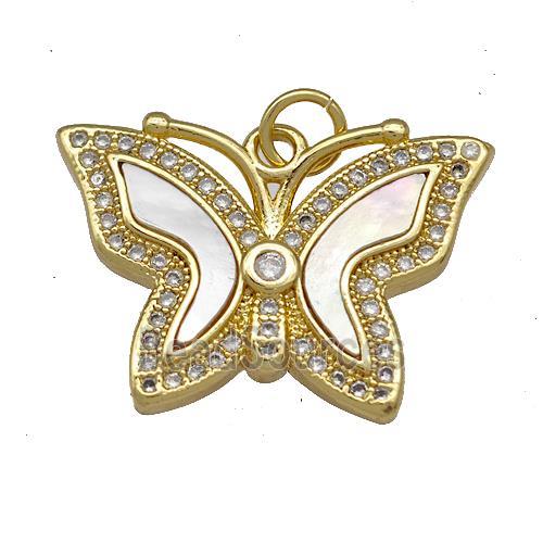 Copper Butterfly Pendant Pave Shell Zircon 18K Gold Plated