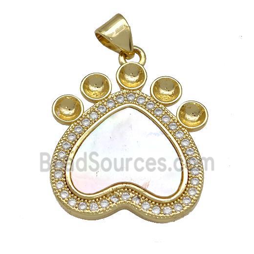 Copper Paws Charms Pendant Pave Shell Zircon 18K Gold Plated