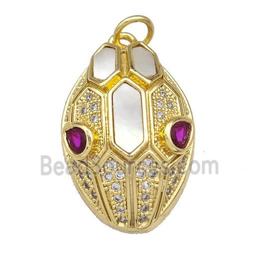 Alien Charms Copper Pendant Pave Shell Zircon 18K Gold Plated