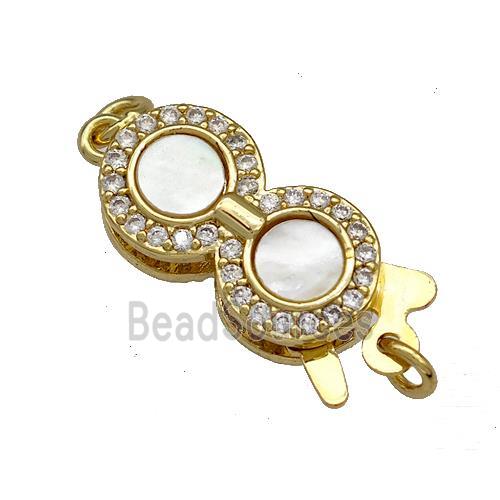 Copper Slide Clasp Pave Shell Zircon 18K Gold Plated