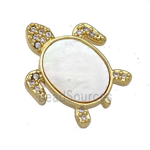 Copper Tortoise Charms Pendant Pave Shell Zircon 18K Gold Plated