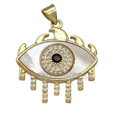 Copper Evil Eye Charms Pendant Pave Shell Zircon 18K Gold Plated