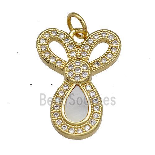 Copper Pendant Pave Shell Zircon Knot 18K Gold Plated