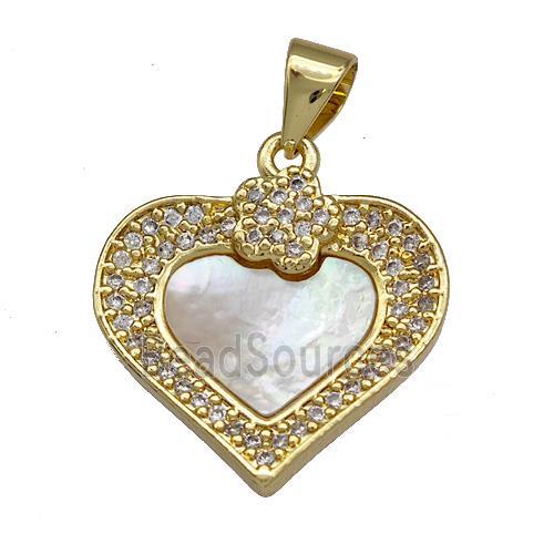 Copper Heart Pendant Pave Shell Zirconia 18K Gold Plated