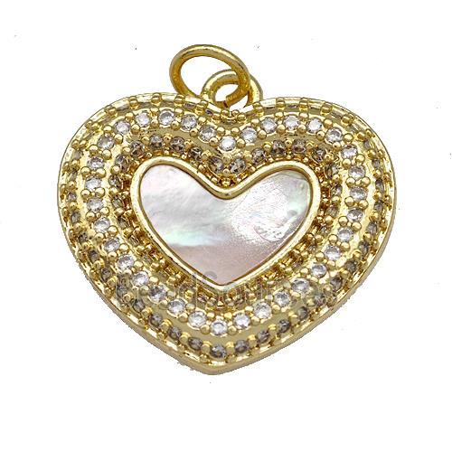 Copper Heart Pendant Pave Shell Zirconia 18K Gold Plated