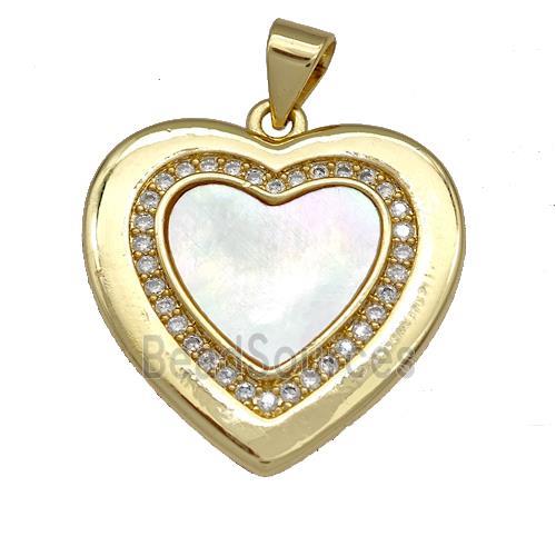 Copper Heart Pendant Pave Shell Zirconia 18K Gold Plated