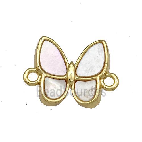 Copper Butterfly Connector Pave Shell 18K Gold Plated