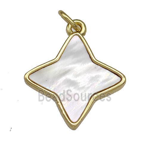 Copper Star Pendant Pave Shell 18K Gold Plated