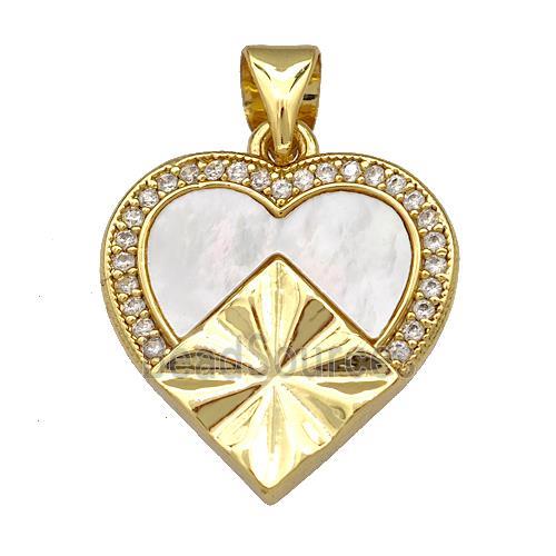 Copper Heart Pendant Pave Shell Zirconia 18K Gold Plated