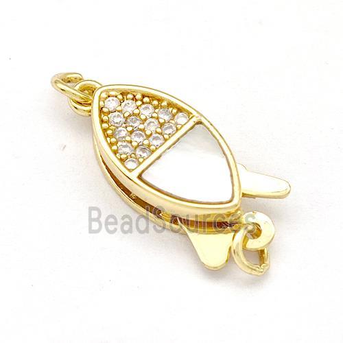 Copper Slide Clasp Pave Shell Zirconia 18K Gold Plated