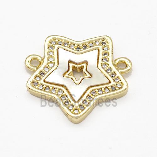 Copper Star Pendant Pave Shell Zirconia 2loops 18K Gold Plated