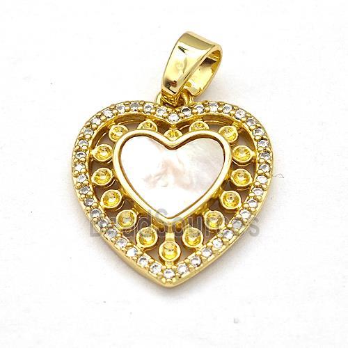 Copper Heart Pendant Pave Shell Zirconia 18K Gold Plated