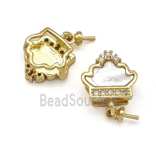 Copper Bail Pave Shell Zirconia 18K Gold Plated