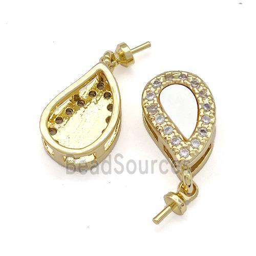 Copper Teardrop Bail Pave Shell Zirconia 18K Gold Plated