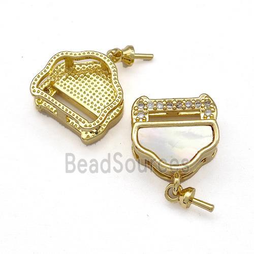 Copper Bail Pave Shell Zirconia 18K Gold Plated