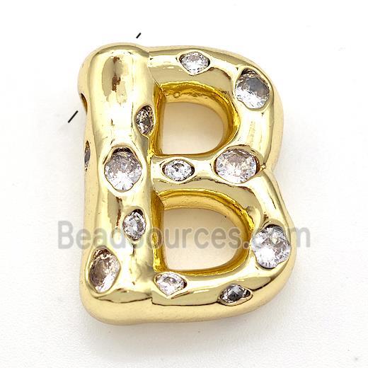 Copper Letter-B Pendant Micro Pave Zirconia Gold Plated