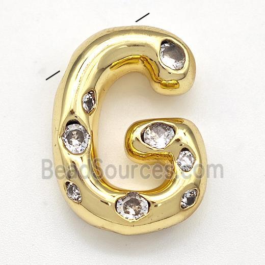 Copper Letter-G Pendant Micro Pave Zirconia Gold Plated