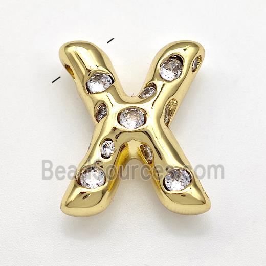 Copper Letter-X Pendant Micro Pave Zirconia Gold Plated