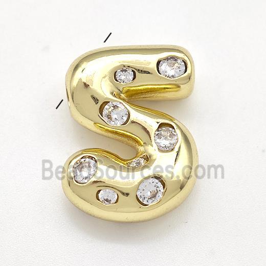 Copper Number-5 Pendant Micro Pave Zirconia Gold Plated