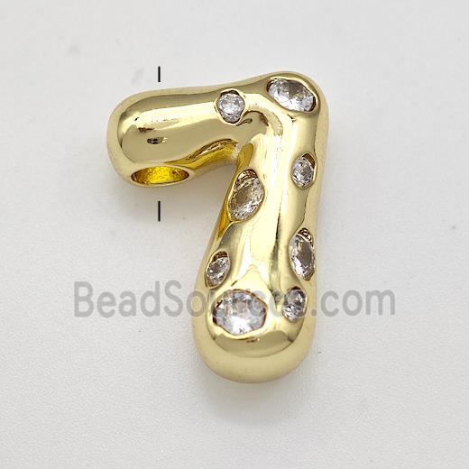 Copper Number-7 Pendant Micro Pave Zirconia Gold Plated