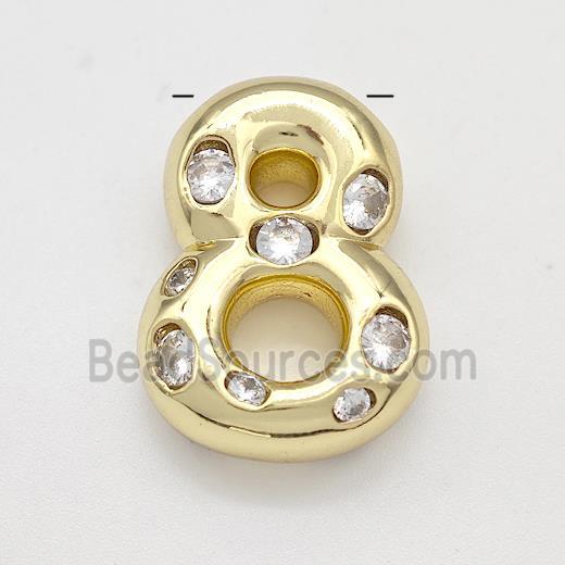 Copper Number-8 Pendant Micro Pave Zirconia Gold Plated