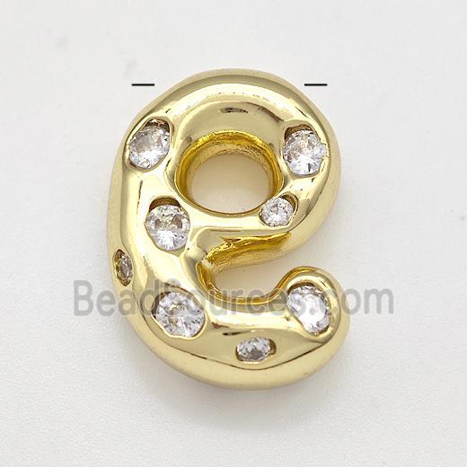 Copper Number-0 Pendant Micro Pave Zirconia Gold Plated