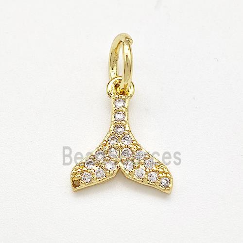 Copper Shark-tail Pendant Pave Zirconia Gold Plated