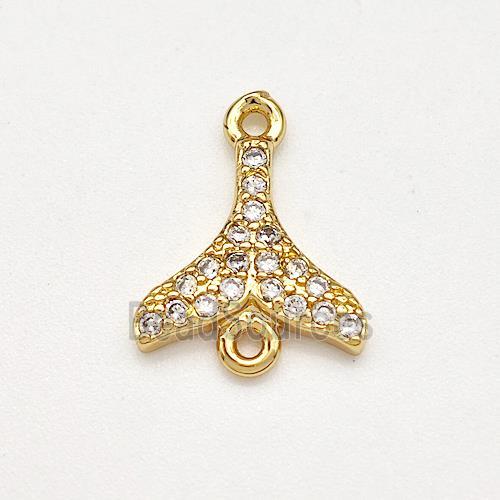 Copper Shark-tail Connector Pave Zirconia Gold Plated