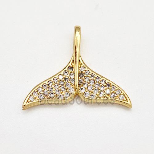 Copper Shark-tail Pendant Pave Zirconia Gold Plated