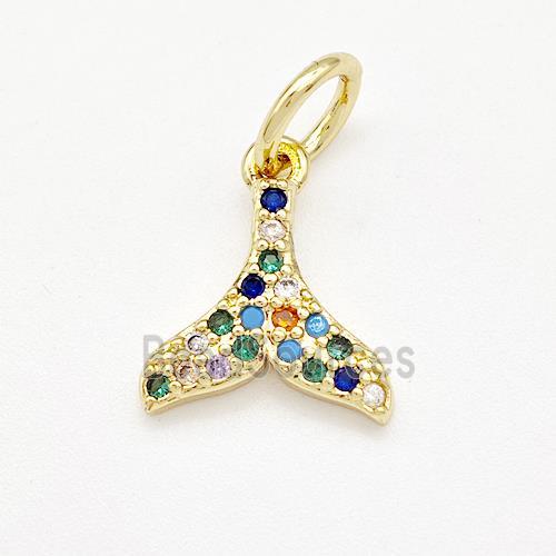 Copper Shark-tail Pendant Pave Zirconia Gold Plated