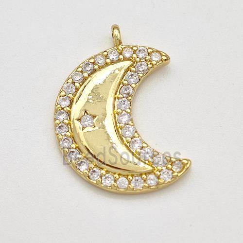 Copper Moon Charms Pendant Pave Zirconia Gold Plated