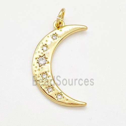 Copper Moon Charms Pendant Pave Zirconia Gold Plated