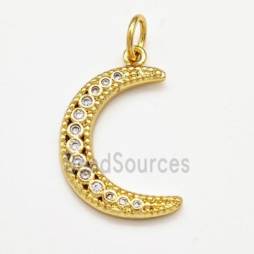 Copper Moon Charms Pendant Pave Zirconia Gold Plated