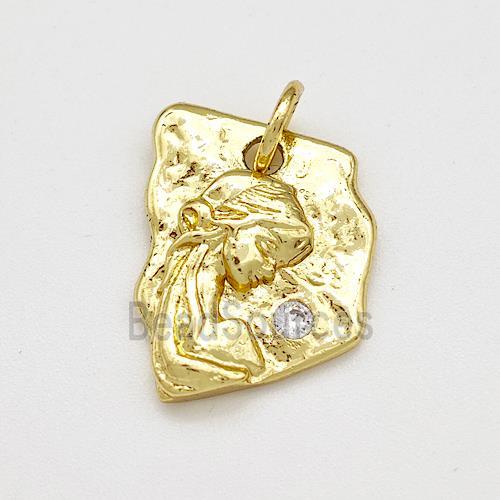 Kids Girls Charms Copper Slice Pendant Pave Zircon Gold Plated