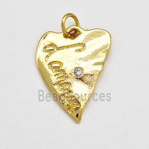 Copper Heart Pendnat Pave Zircon Gold Plated