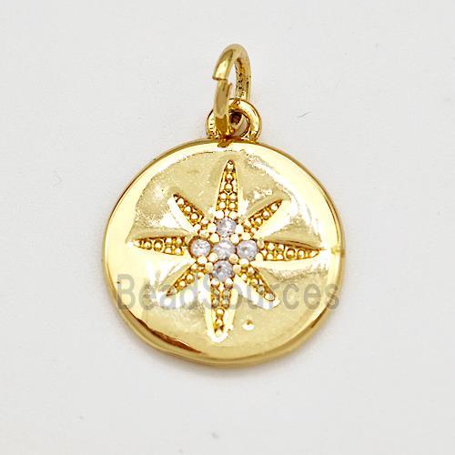 Copper Northstar Pendant Pave Zirconia Gold Plated