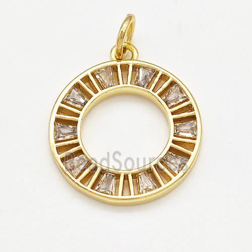 Copper Circle Pendant Pave Zirconia Gold Plated