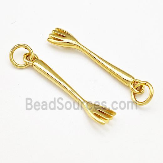 Fork Charms Copper Pendant Gold Plated