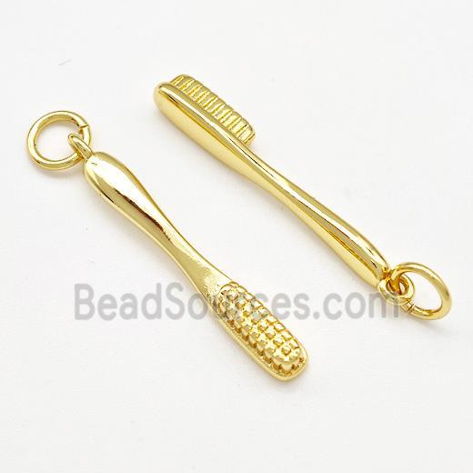 Toothbrush Charms Copper Pendant Gold Plated