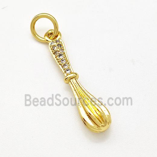 Spoon Charms Copper Pendant Pave Zircon Gold Plated