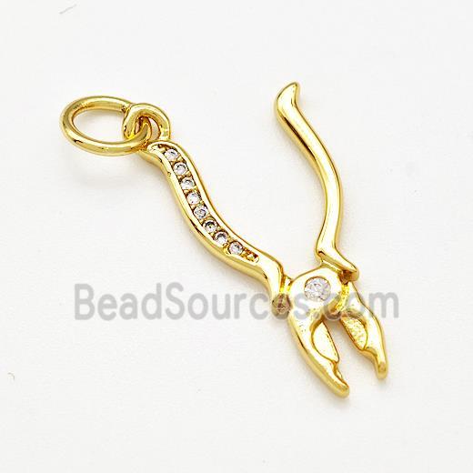 Pliers Charms Copper Pendant Pave Zircon Gold Plated