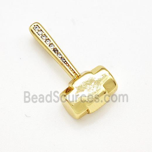 Hammer Charms Copper Pendant Pave Zircon Gold Plated