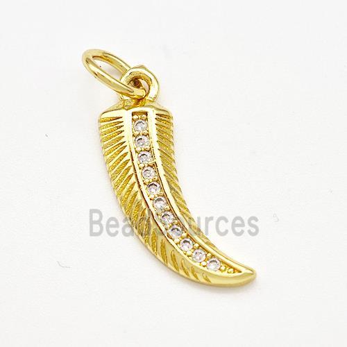 Horn Charms Copper Pendant Pave Zircon Gold Plated