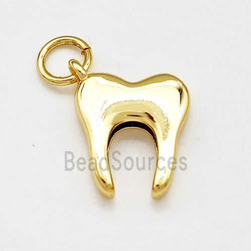 Tooth Charms Copper Pendant Pave Zircon Gold Plated