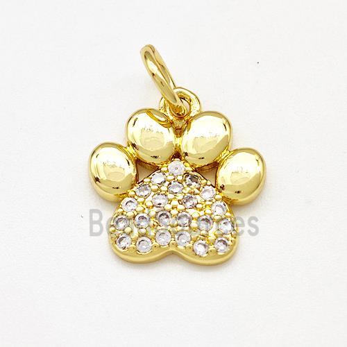 Paws Charms Copper Pendant Pave Zircon Gold Plated