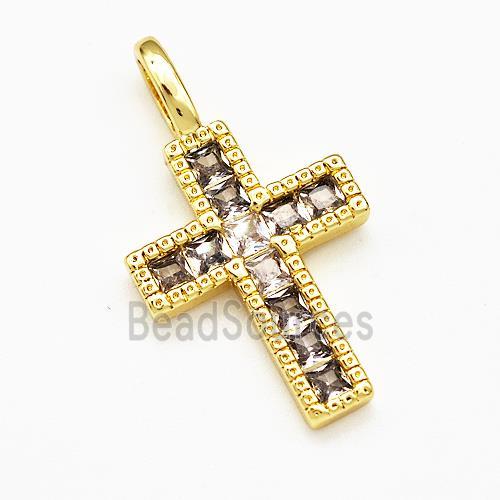 Copper Cross Pendant Micro Pave Zirconia Gold Plated