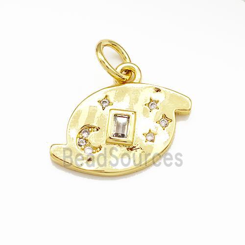 Copper Planet Moon Star Pendant Pave Zircon Gold Plated